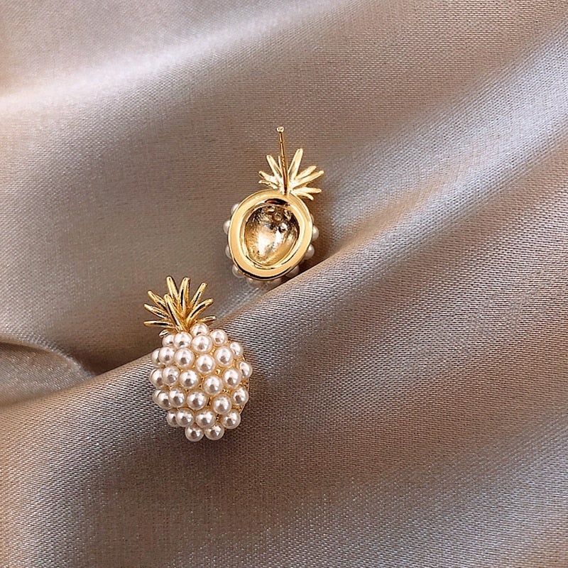 Exotische Ananas-Ohrringe mit glitzernden Perlen