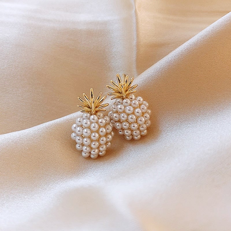Exotische Ananas-Ohrringe mit glitzernden Perlen