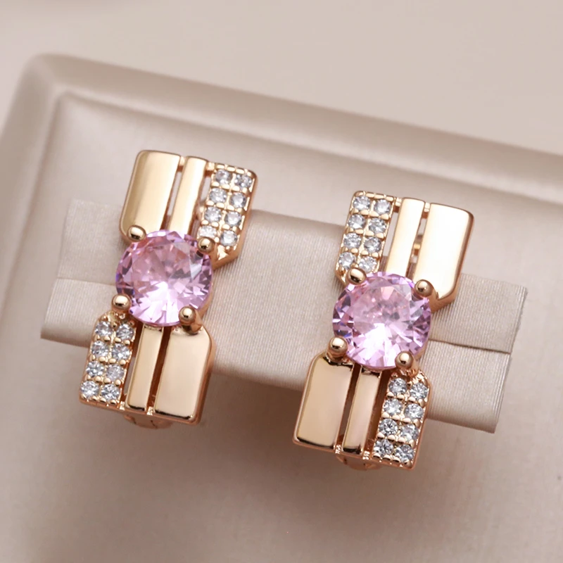 Elegante rosa Zirkonia Brillant-Ohrstecker