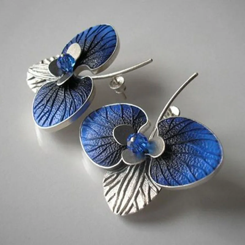 Elegante blaue Emaille-Ohrringe aus hochwertigem Sterling Silber