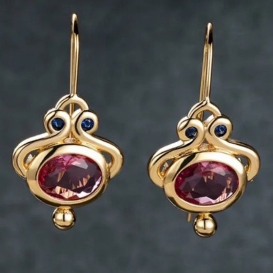 Erstklassige Vintage-Rotgold-Ohrringe