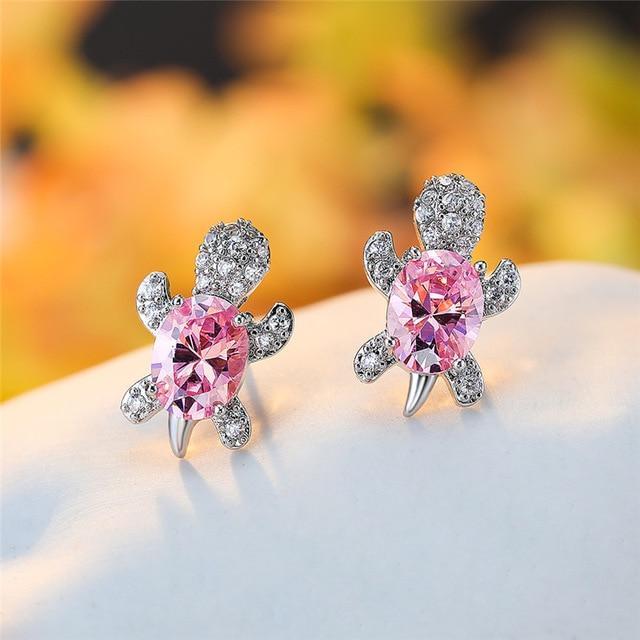 Elegante Meeresschildkröten-Ohrringe aus edlem Zirkonium und hochwertigem Silber