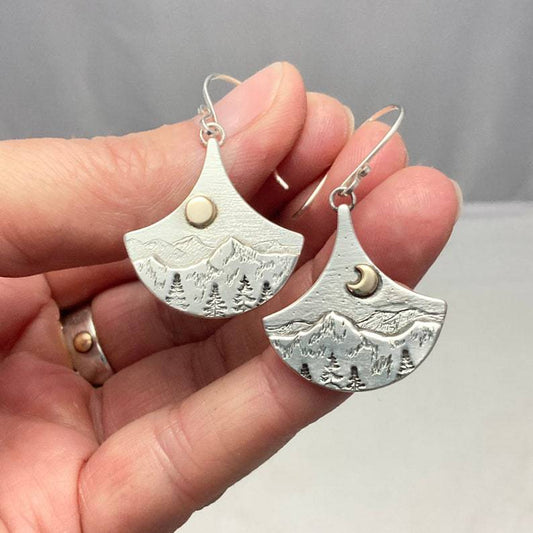 Elegante Boho Ohrringe mit Sonne und Mond aus Silber von Natura
