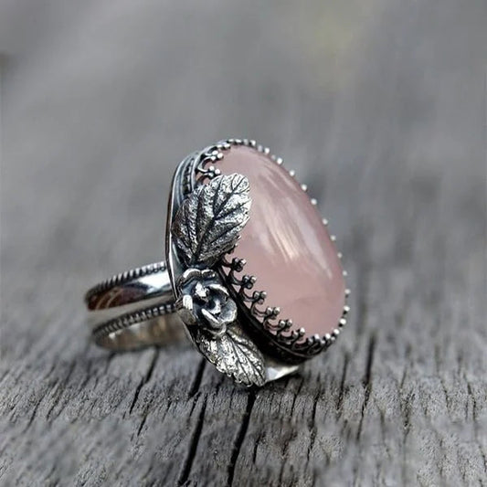 Charmanter Retro-Rosa-Kristallring