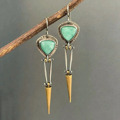 Elegante Boho-Ohrringe aus hochwertigem grünem Harzstein