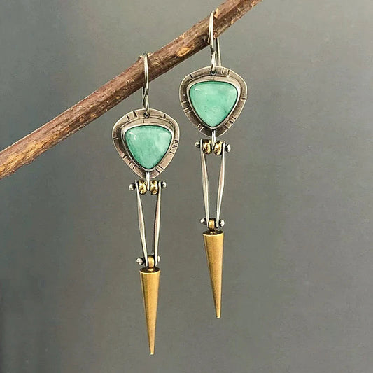 Elegante Boho-Ohrringe aus hochwertigem grünem Harzstein