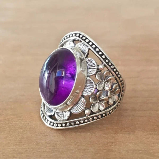 Lila Edelstein Blumen-Eleganz Ring