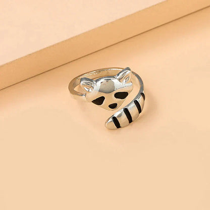 Wunderschöner verstellbarer Waschbär-Ring aus hochwertigem 925 Sterling Silber