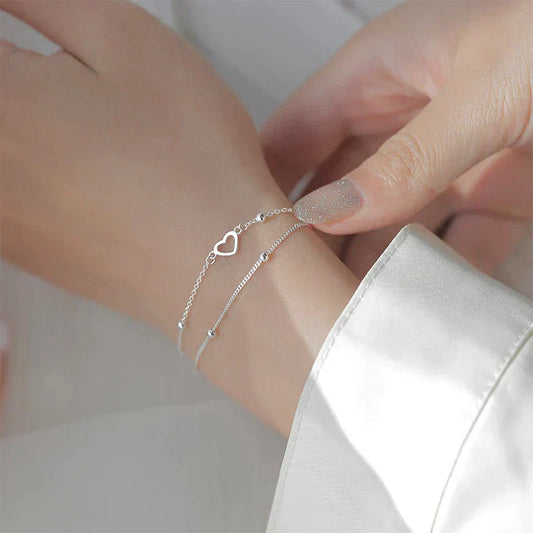 Elegantes verstellbares Herzarmband aus hochwertigem Silber