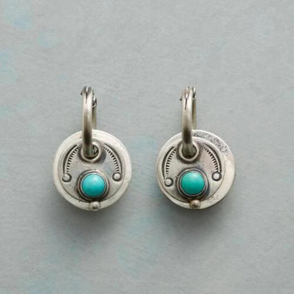 Fascinating Boho Earrings with Radiant Turquoise Stones in Elegant Silver