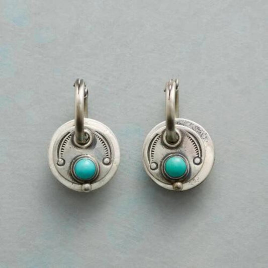 Fascinating Boho Earrings with Radiant Turquoise Stones in Elegant Silver
