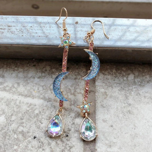 Elegante Boho Mondohrringe mit funkelnden Zirkonia-Steinen in edlem Silber