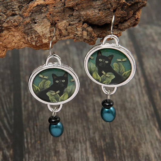 Elegante silberne Acryl-Ohrringe für tierliebe Katzenfreunde