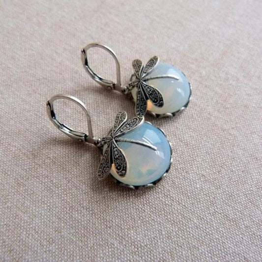 Elegante Libelle Ohrringe mit strahlendem weißen Kristall aus hochwertigem 925 Sterling Silber