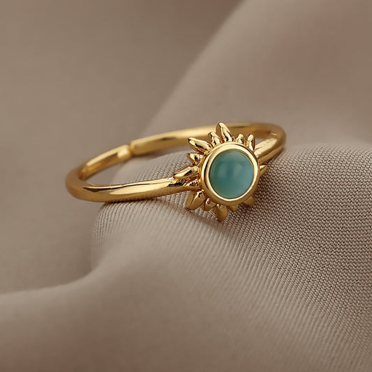 Eleganter verstellbarer Sonnensteinring in Gold