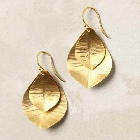 Vintage Doppelte Goldene Blatt-Ohrringe - Ein Hauch von Eleganz für Ihr Outfit!