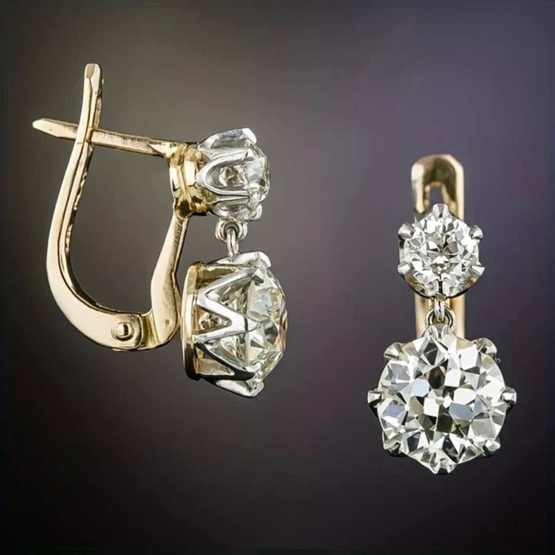 Elegante Vintage-Goldohrringe mit funkelnden Zirkonia-Steinen