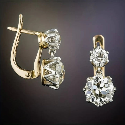Elegante Vintage-Goldohrringe mit funkelnden Zirkonia-Steinen