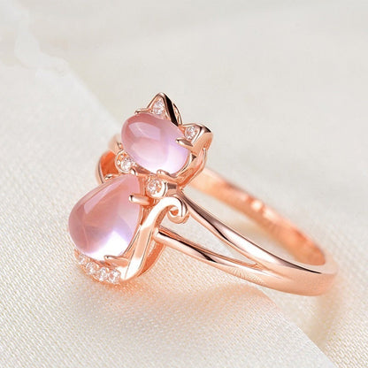 Eleganter Roségold-Katzenring