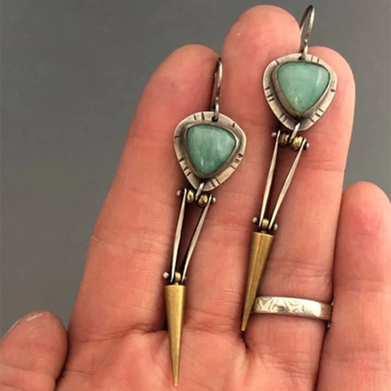 Elegante Boho-Ohrringe aus hochwertigem grünem Harzstein