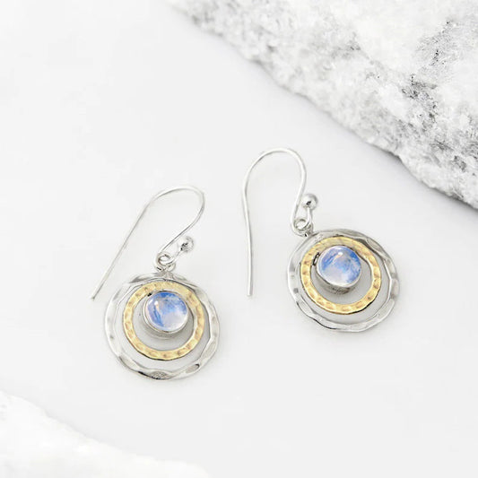 Elegante Boho Saturn Ohrringe mit strahlendem Türkis-Opal