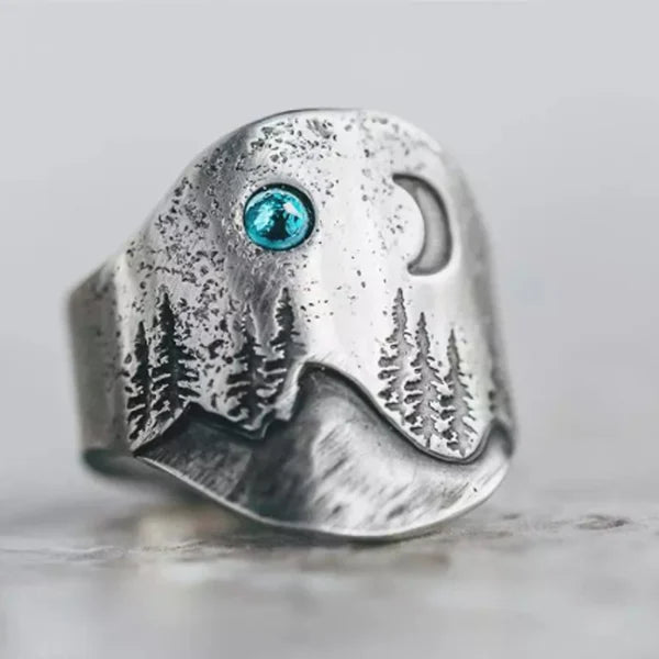 Mystischer Waldblauer Mondring