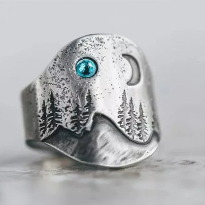 Mystischer Waldblauer Mondring