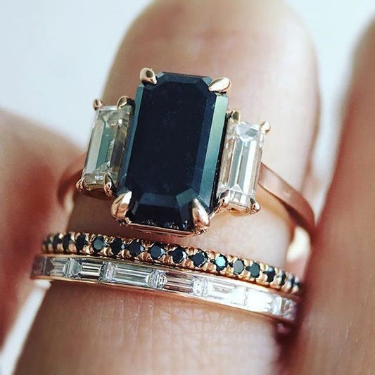 Elegante Vintage Dunkel Türkis Zirkonia Ring Kollektion
