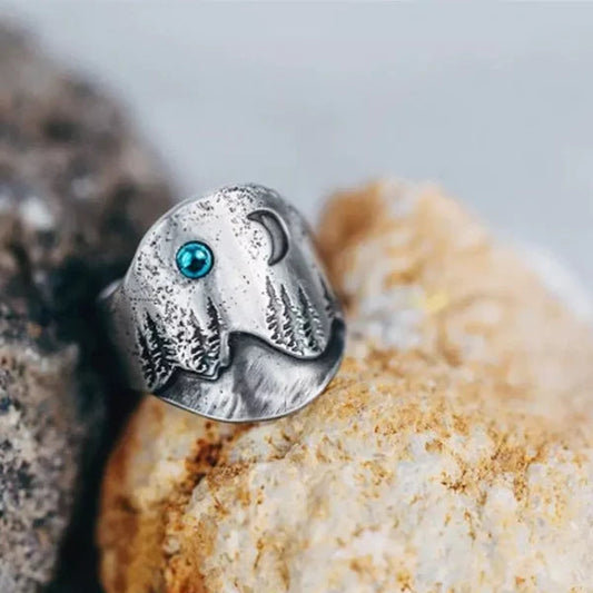 Mystischer Waldblauer Mondring