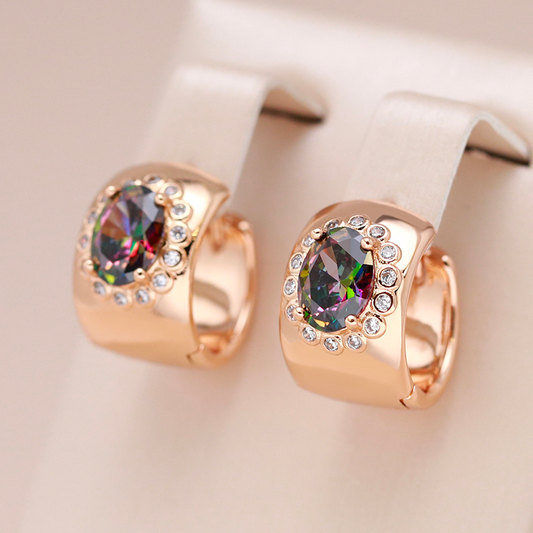 Glänzende Multicolor Kristall-Ohrringe im zarten Golddesign