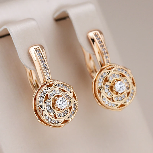 Chic Rund-Zirkonia-Ohrringe aus edlem Gold