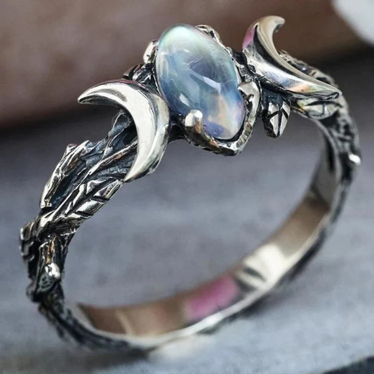 Exquisiter Silber Vintage Kristall-Mondring