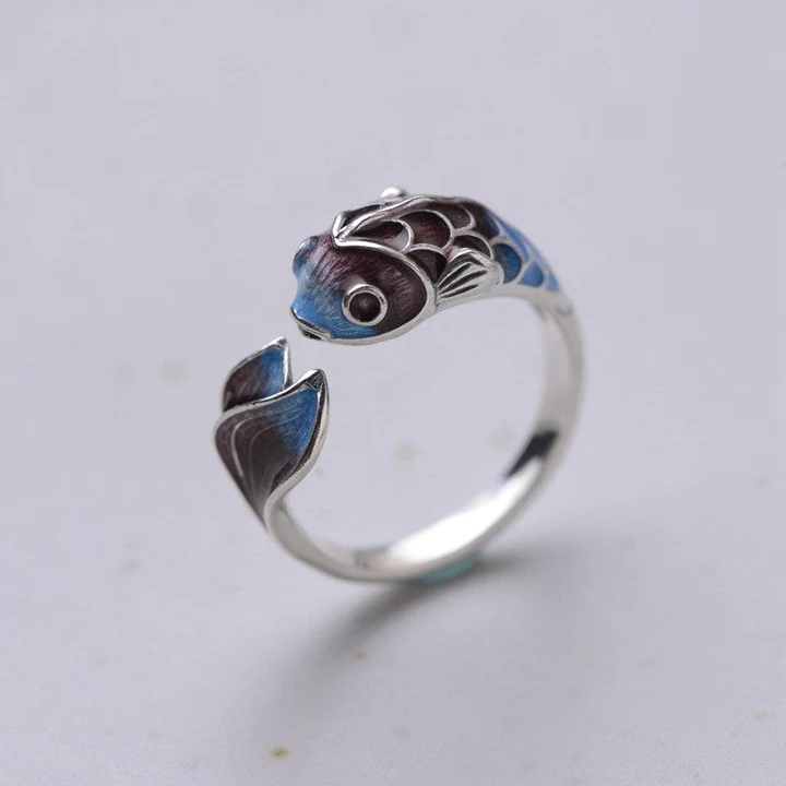 Handgefertigter Vintage Koi Fisch Ring