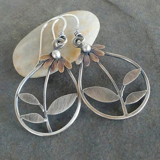 Elegante Vintage Blumen Silberohrringe