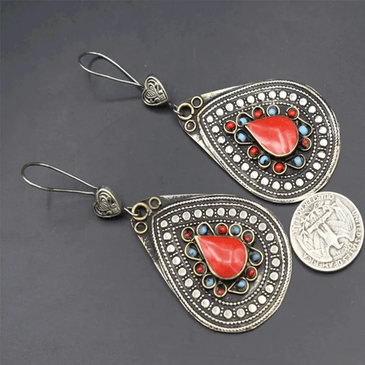 Boho Rote Mandala Ohrringe - Ein Hauch von Vintage-Charme