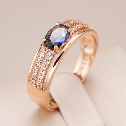 Exklusiver Ring mit funkelndem, mehrfarbigem Zirkonia-Schmuck