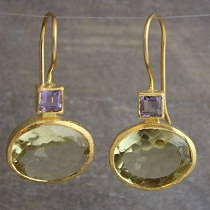 Elegante Vintage grüne Kristallohrringe mit Goldakzenten