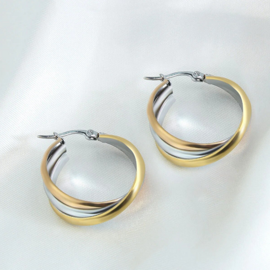 Elegante Boho-Ohrringe aus edlem Silber und Gold