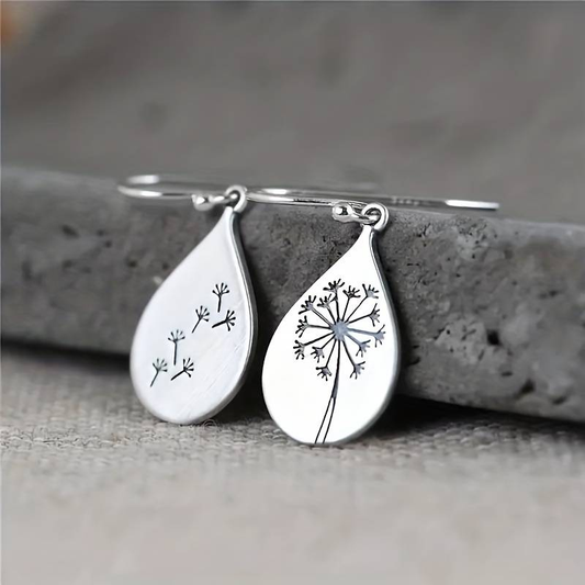 Elegante Vintage-Ohrringe mit Löwenzahn-Design in Silber