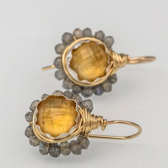 Schicke Vintage Orange Kristall Gold Ohrringe