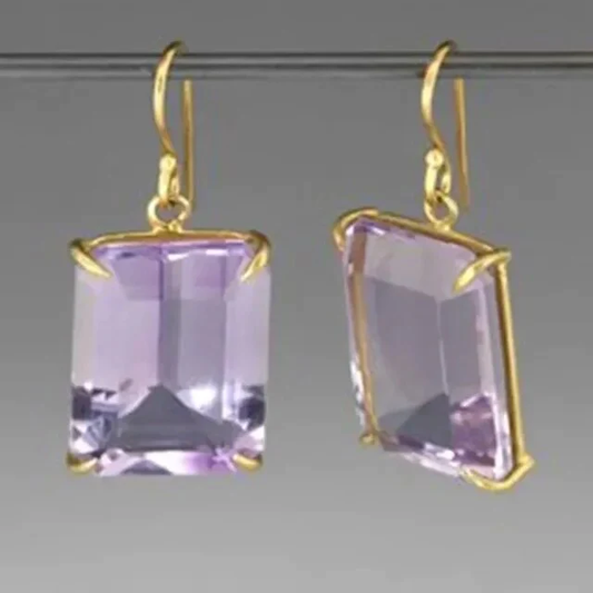 Elegante Vintage Lila Kristall Goldohrringe