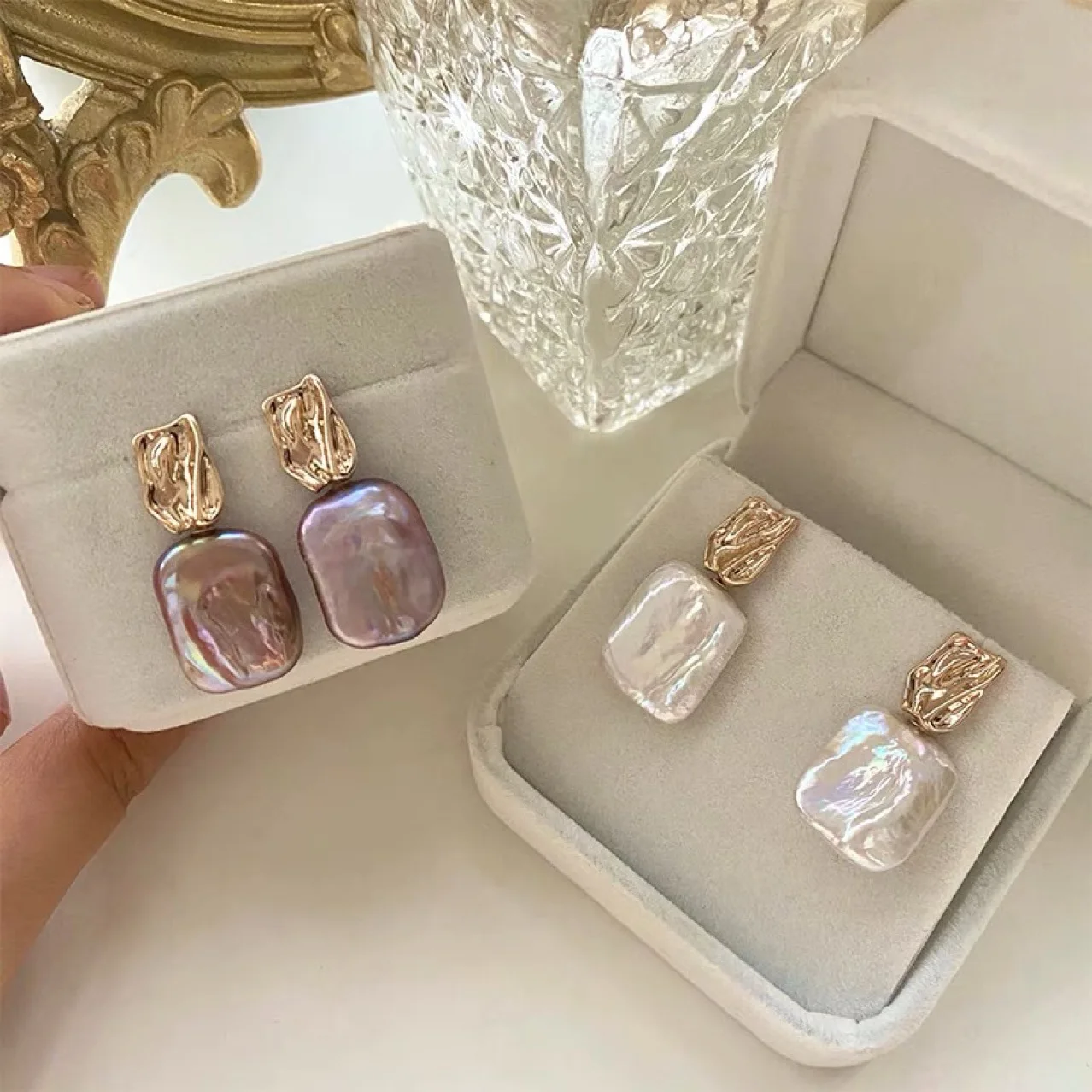 Exquisite Barockperlen-Ohrringe mit Goldakzenten