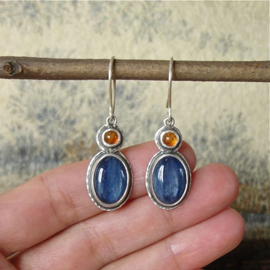 Fascinierende Vintage-Ohrringe in Blau und Orange
