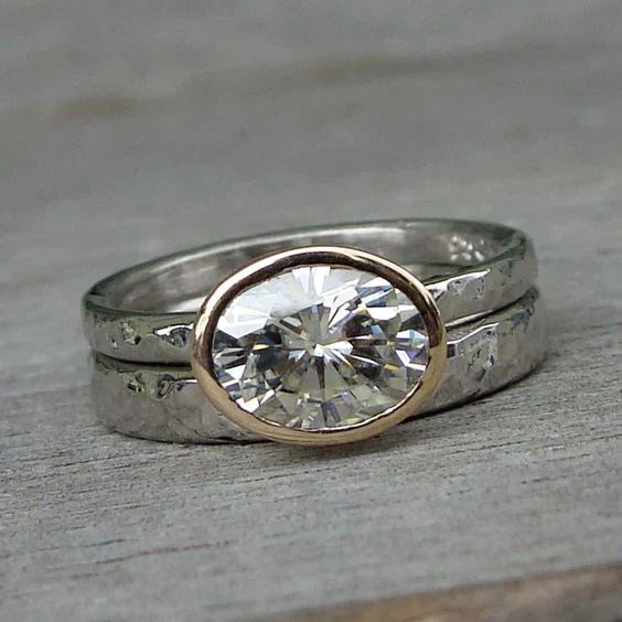 Eleganter Vintage Doppelter Silber Zirkonia Ring