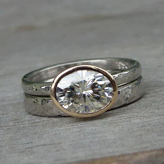 Eleganter Vintage Doppelter Silber Zirkonia Ring