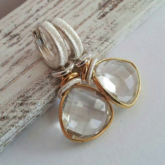 Elegante Vintage Goldene Ohrringe aus Weißglas