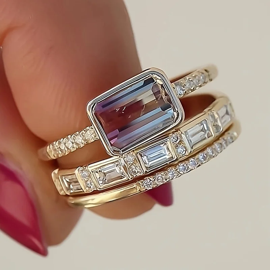 Charmante Vintage-inspirierte Sammlung farbenfroher Gläseringe