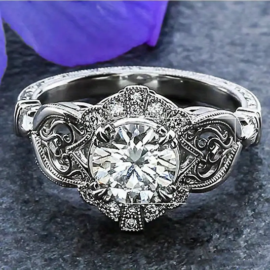 Atemring Vintage Silber Glas Strahlender Ring