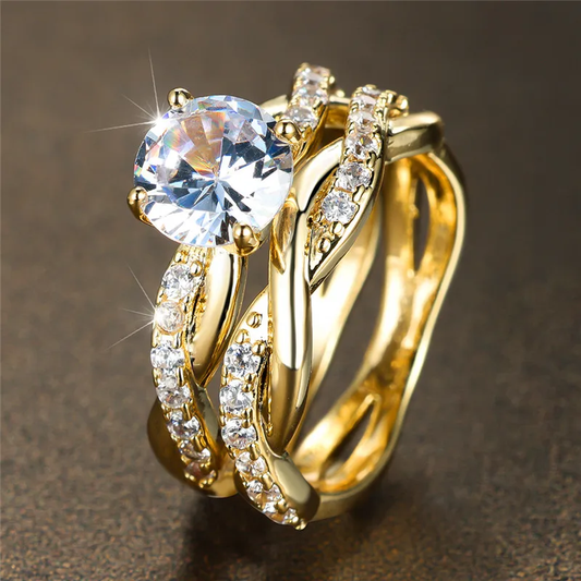 Glamouröses Vintage-Ring-Set mit funkelndem Design