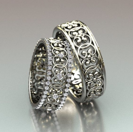 Elegantes Set aus vintage Silber Hohlringen